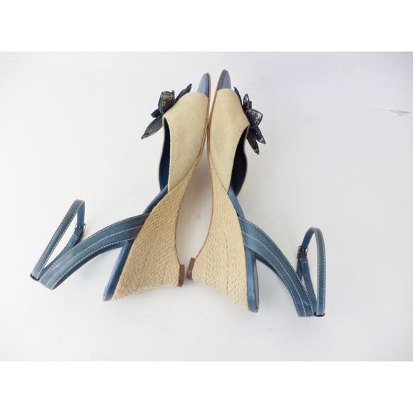 CIRCA JOAN & DAVID ROSEVILLE 8M TURQUOISE LEATHER & TAN ANKLE STRAP SANDAL SHOE - Picture 6 of 10